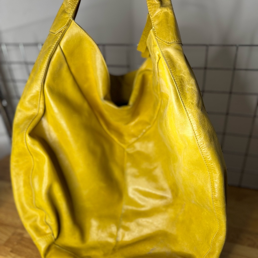 Tano Yellow Hobo Bag with Glossy Finish